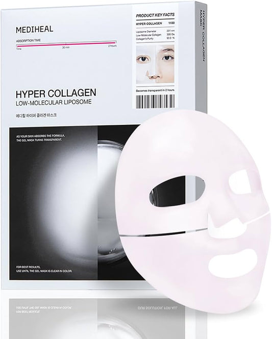 Masque liposomique à faible poids moléculaire Mediheal Hyper Collagen, boîte de 10