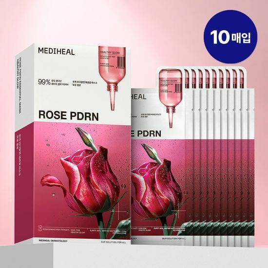Masque essentiel Mediheal Rose PDRN, boîte de 10