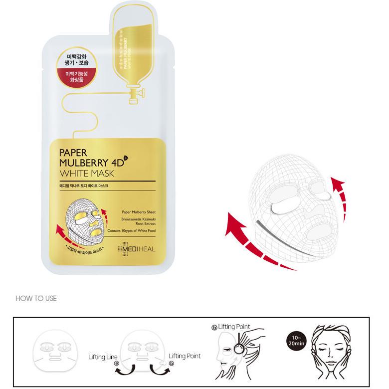 Masque blanc 4D en papier mûrier Mediheal